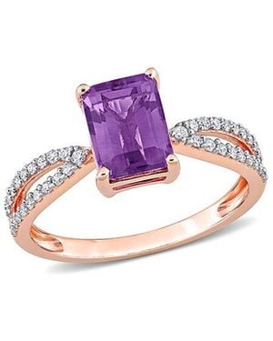 Rina Limor 14k Rose Gold 1.54 Ct. Tw. Diamond & Amethyst Ring - Multicolour
