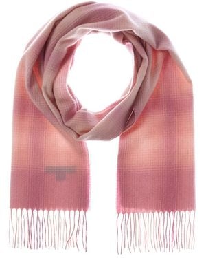 Amicale Cashmere Ombre Windowpane Cashmere Scarf - Pink