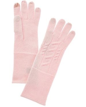 Amicale Cashmere Knit Cable Cashmere Gloves - Pink
