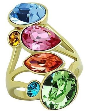 Alamode Jewelry Plated Stainless Steel Ring - White