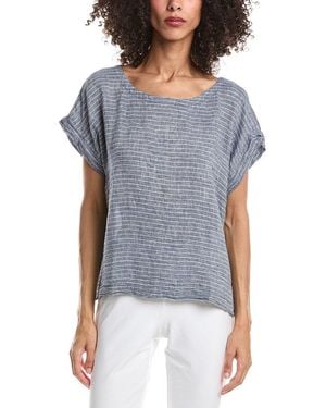 Eileen Fisher Ballet Neck Square Linen Top - Blue