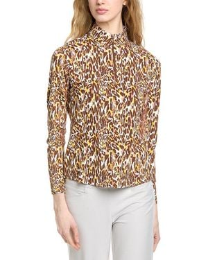IBKUL Long Sleeve Mock Neck Top - Brown