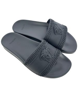 Versace Rubber Medusa Pool Slide (Authentic Pre-Loved) - Blue