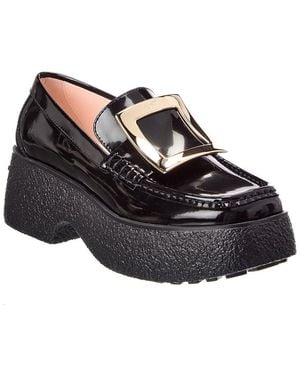 Roger Vivier Leather Platform Loafer - Black