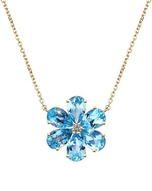 Kai Fine Jewelry 14K 3.02 Ct. Tw. Diamond & Topaz Necklace - Blue