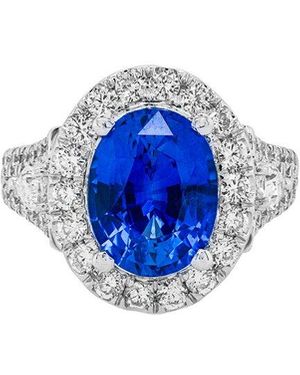 Diana M. Jewels Fine Jewellery 18k 6.26 Ct. Tw. Diamond & Sapphire Half-eternity Ring - Blue