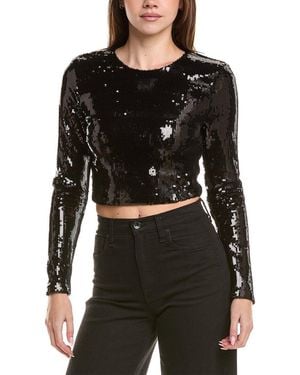 L'Agence Rogan Crop Sequin Top - Black