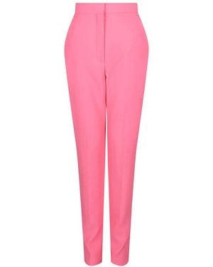 McQueen High-Waisted Wool Cigarette Pant - Pink