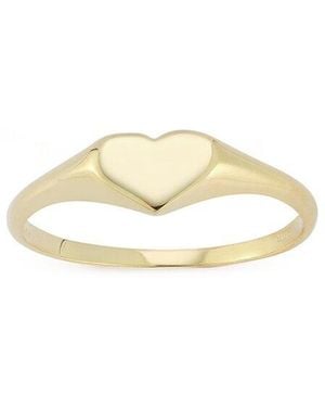 Italian Gold 14K Heart Signet Ring - White