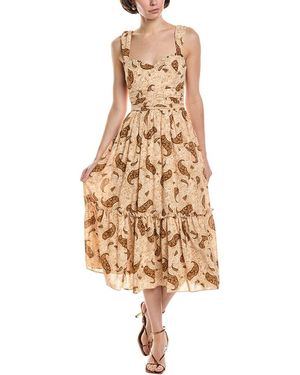 Marion Smocked Back Midi Dress - Natural