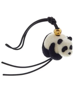 Loewe Panda Felt & Leather Charm - White