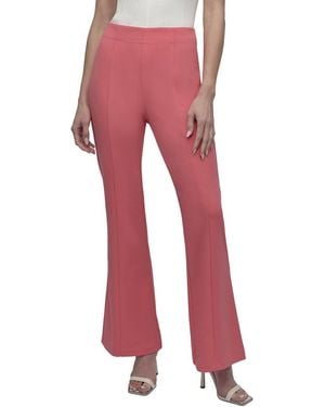 DKNY Scuba Wide Leg Front Seam Pant - Red