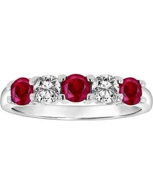 LEVARON 14K 1.11 Ct. Tw. Diamond & Ruby Stackable Ring - Red