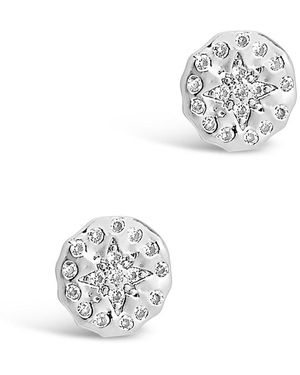 Sterling Forever Rhodium Plated Cz Northern Star Studs - White