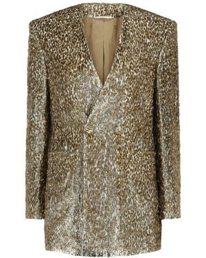 Givenchy Beaded Animal Print Single-Breasted Blazer - Metallic