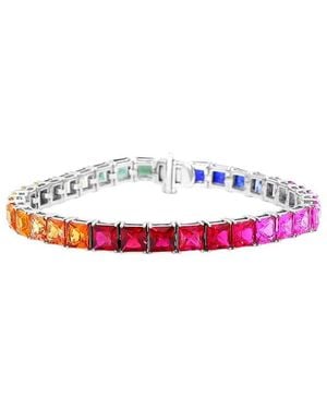 Lab Grown Gemstones 14K 25.00 Ct. Tw. Lab-Grown Gemstone Tennis Bracelet - Multicolour