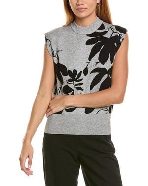 Ellen Tracy Jacquard Floral Top - Grey