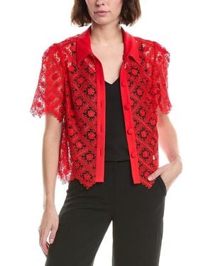 MILLY Addison Tile Lace Shirt - Red
