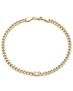 Adornia 14k Plated Crystal Curb Chain Anklet - Metallic