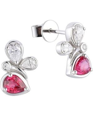 Gregg Ruth 14K 0.80 Ct. Tw. Diamond & Ruby Butterfly Earring - Pink