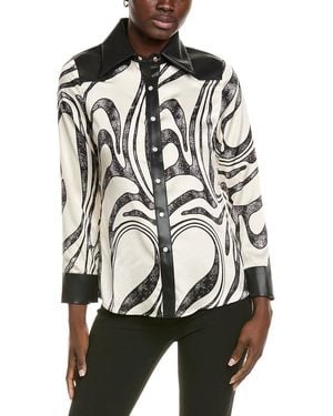 Gracia Pearl Snap Blouse - Black