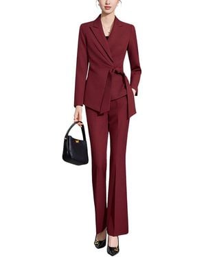 Linda Charm 2Pc Blazer & Pant Set - Red
