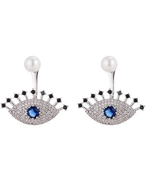 Eye Candy LA Luxe Collection Rhodium Plated Cz Mila Eye Drop Earrings - White