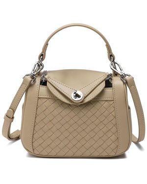 Tiffany & Fred Paris Woven Leather Crossbody Shoulder Bag - Metallic
