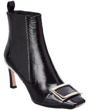Roger Vivier Trompette Patent Chelsea Bootie - Black