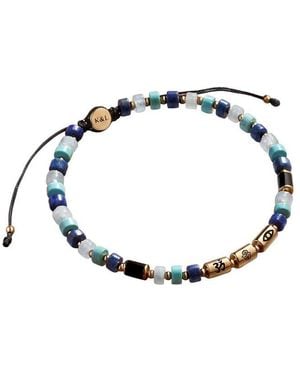 Karma and Luck 18K Plated Lais/ Aquamarine/ Bolo Bracelet - Metallic
