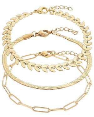 Adornia Tarnish Resistant 18K Plated Set Of Three Adjustable Chain Bracelets - White