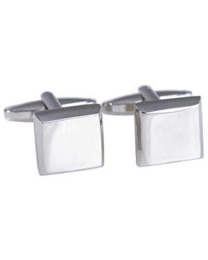 Bey-berk Rhodium Plated Square Cufflinks - White