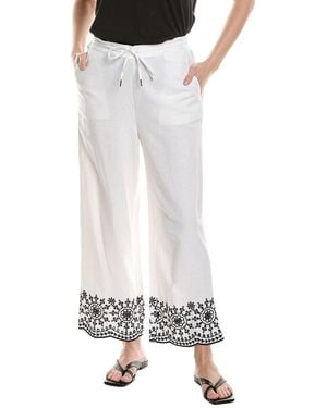 Ellen Tracy Cropped Linen-Blend Pant - White