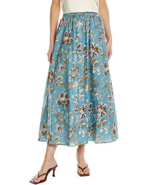 Tahari Smocked Midi Skirt - Blue