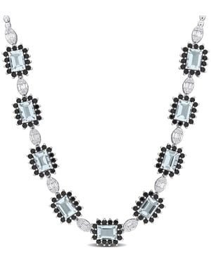 Rina Limor 14k 13.56 Ct. Tw. Diamond & Aquamarine Halo Necklace - Multicolour