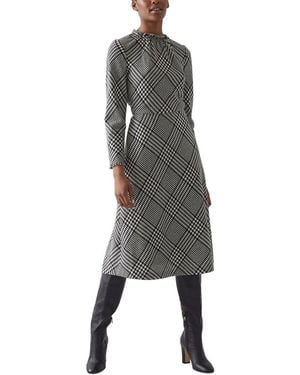 LK Bennett Prince of Wales Wool Midi Dress - Grey