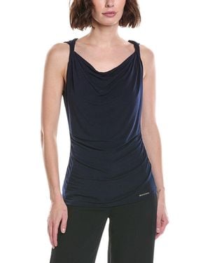 Halston Draped Front Tank Top - Black