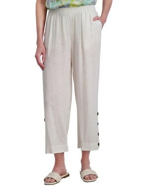 Stella Parker Side Button Palazzo Cropped Pant - Grey