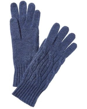 Hannah Rose Wide Cable Cashmere Gloves - Blue