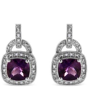 Haus of Brilliance Colourful Gemstones 4.28 Ct. Tw. Diamond & Amethyst Dangle Earrings - Multicolour