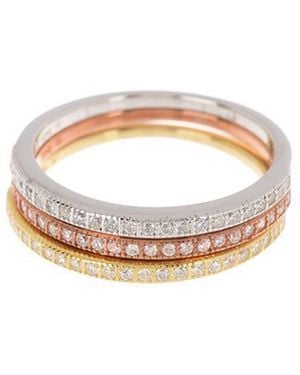 Adornia 14k Two-tone Over Silver & Silver Set Of Rings - White
