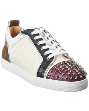 Christian Louboutin Louis Junior Spikes Leather Trainer - White