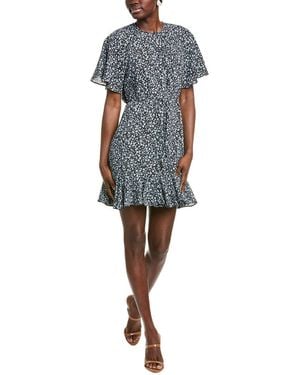 Cece Raglan Fluted Hem Mini Skater Dress - Blue