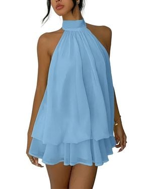 BELLA DESERT Halter Mini Dress - Blue