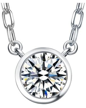 Rachel Glauber Rhodium Plated Cz Necklace - White