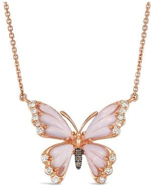 Le Vian 14K Rose 3.26 Ct. Tw. Diamond & Quartz Butterfly Pendant - Multicolor
