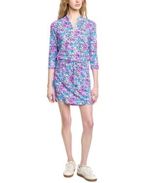 IBKUL 3/4-Sleeve Drawstring Dress - Blue