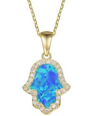 Rachel Glauber 14K Plated Cz Pendant Necklace - Blue