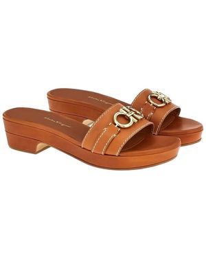 Ferragamo Gancini Leather Mule - Brown