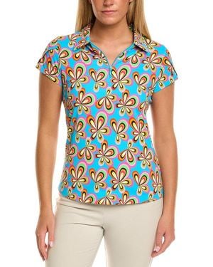 IBKUL Tulip Sleeve Polo Top - Blue